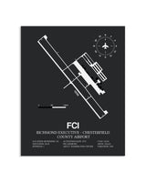 Gray Framed Richmond Executive-Chesterfield County Airport layout wall art poster