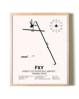 Forest City Municipal Airport / Trimble Field framed wall art in white frame