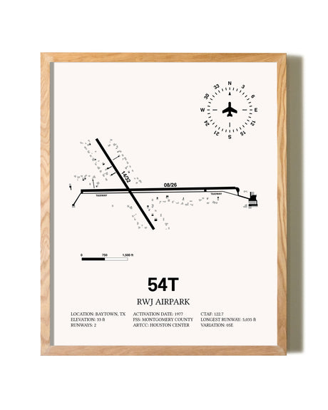 RWJ Airpark framed print in natural wood frame