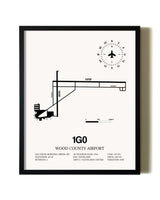 Framed Wood County Airport wall art poster in black frame