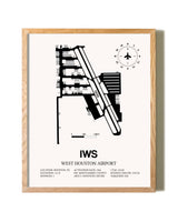 West Houston Airport framed print in natural wood frame