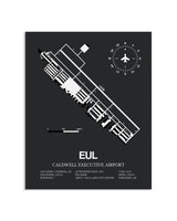 Gray Framed Caldwell Executive Airport layout wall art poster