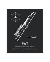 Gray Framed Bremerton National Airport layout wall art poster