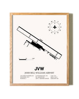 John Bell Williams Airport framed print in natural wood frame