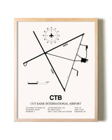 Cut Bank International Airport framed wall art in white frame