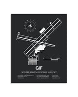 Gray Framed Winter Haven Regional Airport layout wall art poster