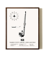 Warren County Airport / John Lane Field aviation print in walnut frame
