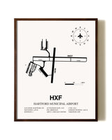Hartford Municipal Airport aviation print in walnut frame