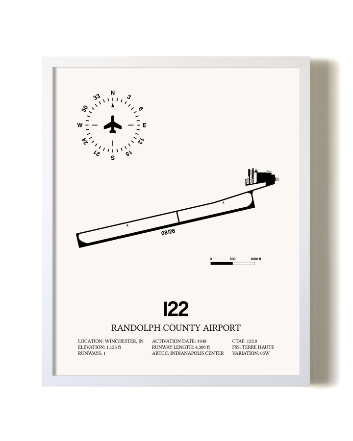 Randolph County Airport airport map poster in oak frame