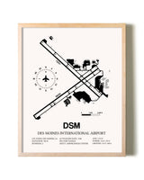 Des Moines International Airport framed wall art in white frame