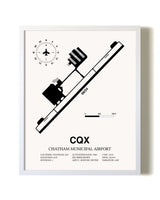 Chatham Municipal Airport airport map poster in oak frame