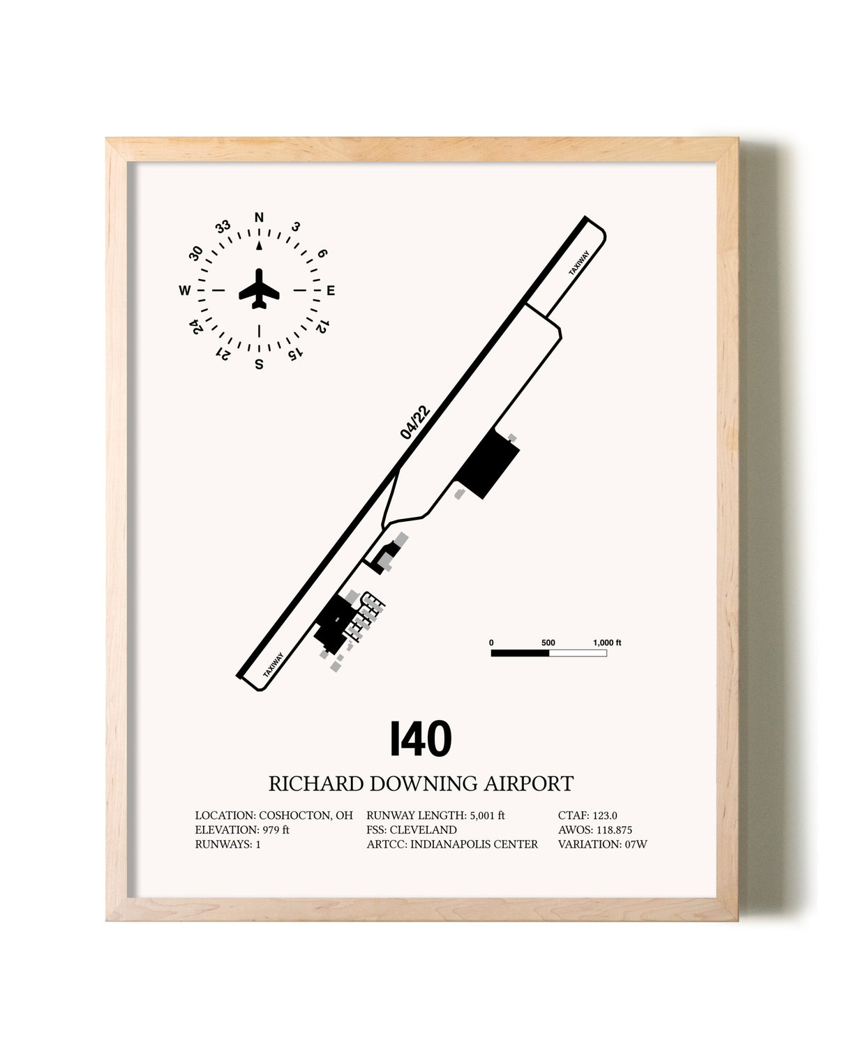 Richard Downing Airport framed wall art in white frame