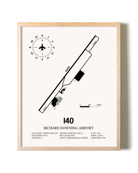 Richard Downing Airport framed wall art in white frame