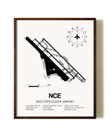Nice Cote D'Azur Airport aviation print in walnut frame