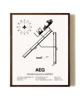 Double Eagle II Airport aviation print in walnut frame