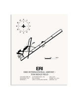 Gray Erie International Airport / Tom Ridge Field framed poster displayed in an airplane hangar
