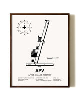 Apple Valley Airport aviation print in walnut frame
