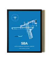 Sky Blue Santa Barbara Municipal Airport aviation wall décor in black wood frame