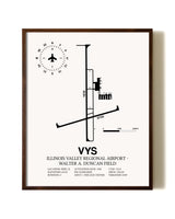 Illinois Valley Regional Airport-Walter A. Duncan Field aviation print in walnut frame