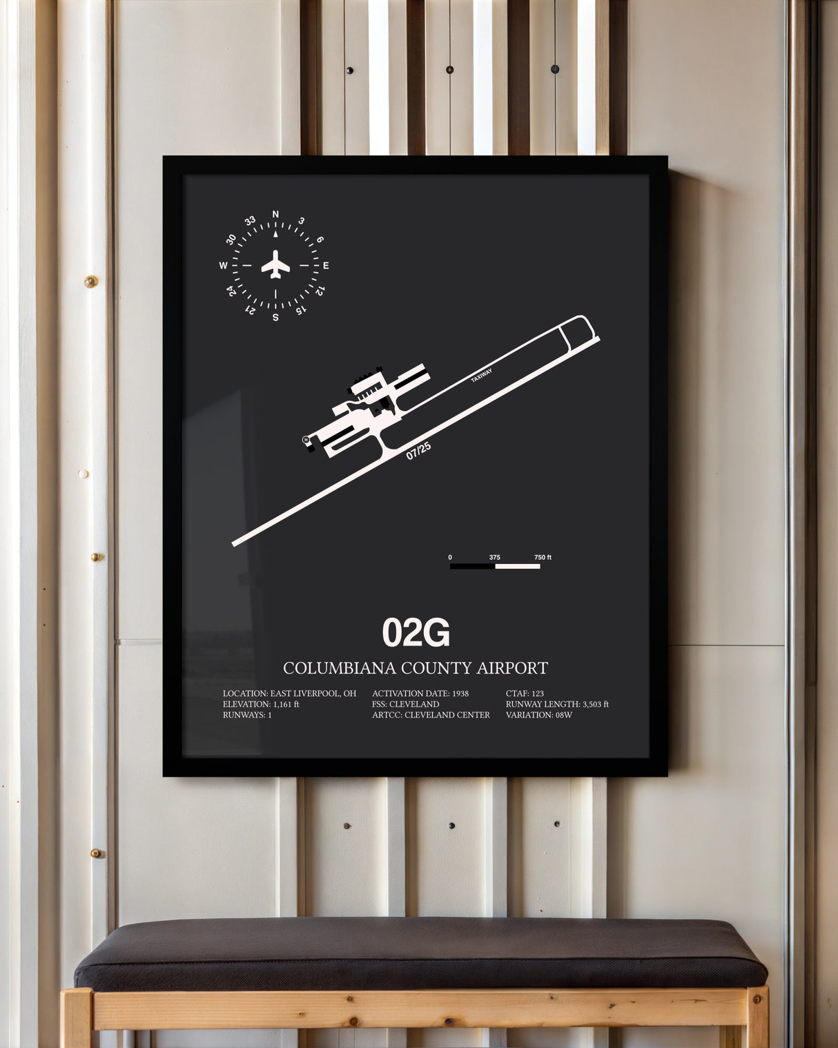 Frame color options for Columbiana County Airport Wall Art