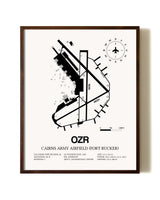 Cairns Army Airfield (Fort Rucker) aviation print in walnut frame