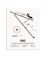 Gray Prairie Du Chien Municipal Airport framed poster displayed in an airplane hangar