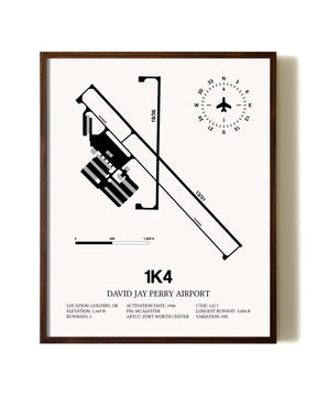 David Jay Perry Airport aviation print in walnut frame