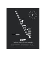 Gray Framed Clearwater Executive Airport layout wall art poster