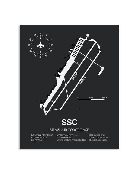 Gray Framed Shaw Air Force Base layout wall art poster