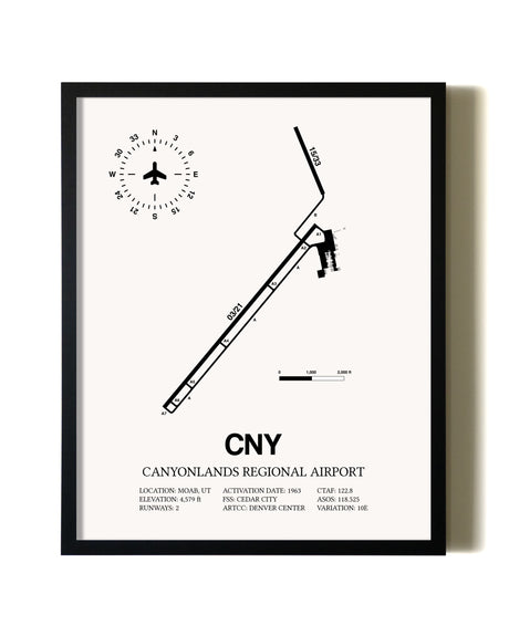 Framed Canyonlands Regional Airport wall art poster in black frame