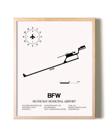 Silver Bay Municipal Airport framed wall art in white frame