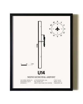 Framed Nephi Municipal Airport wall art poster in black frame
