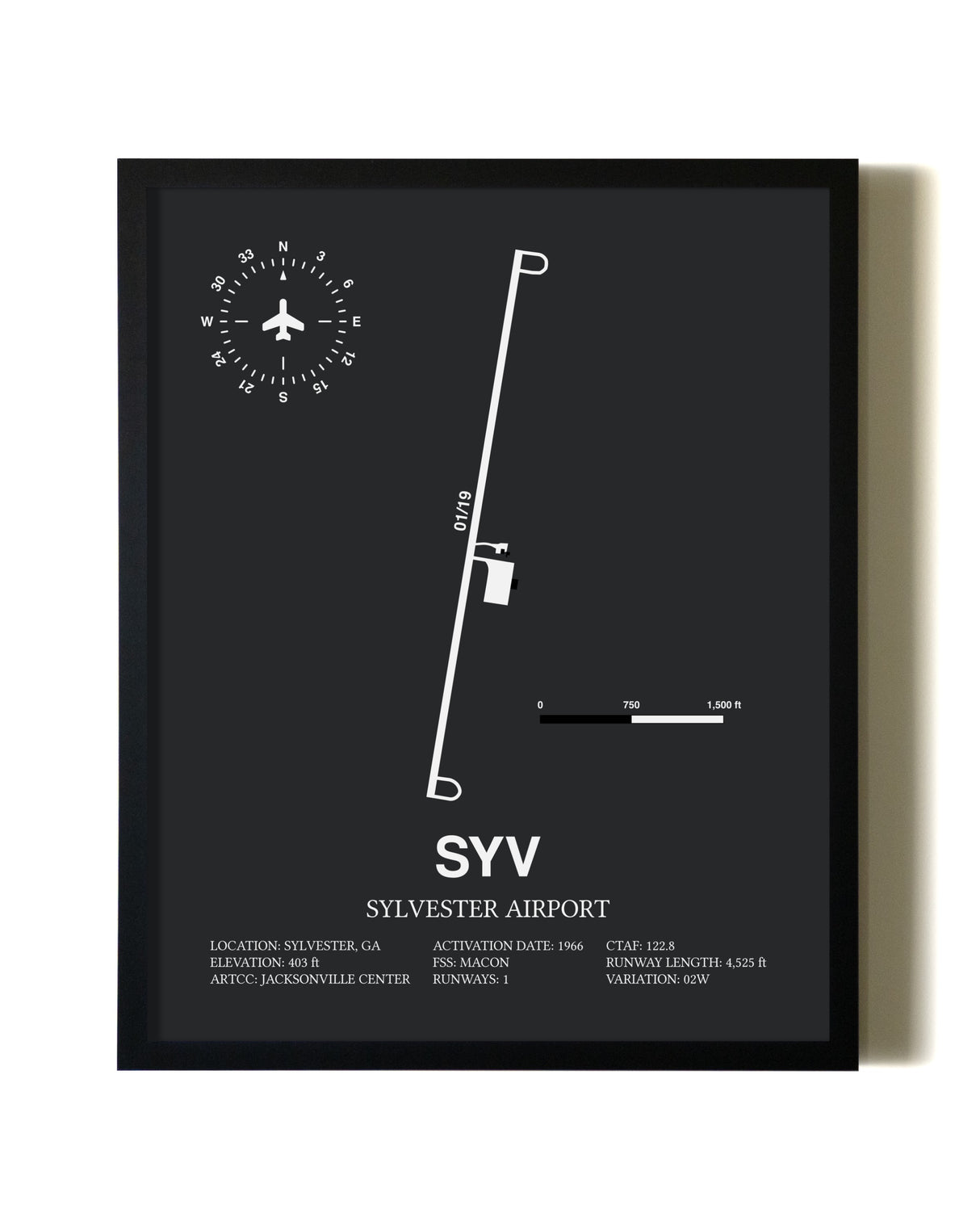 Unframed Sylvester Airport map print poster