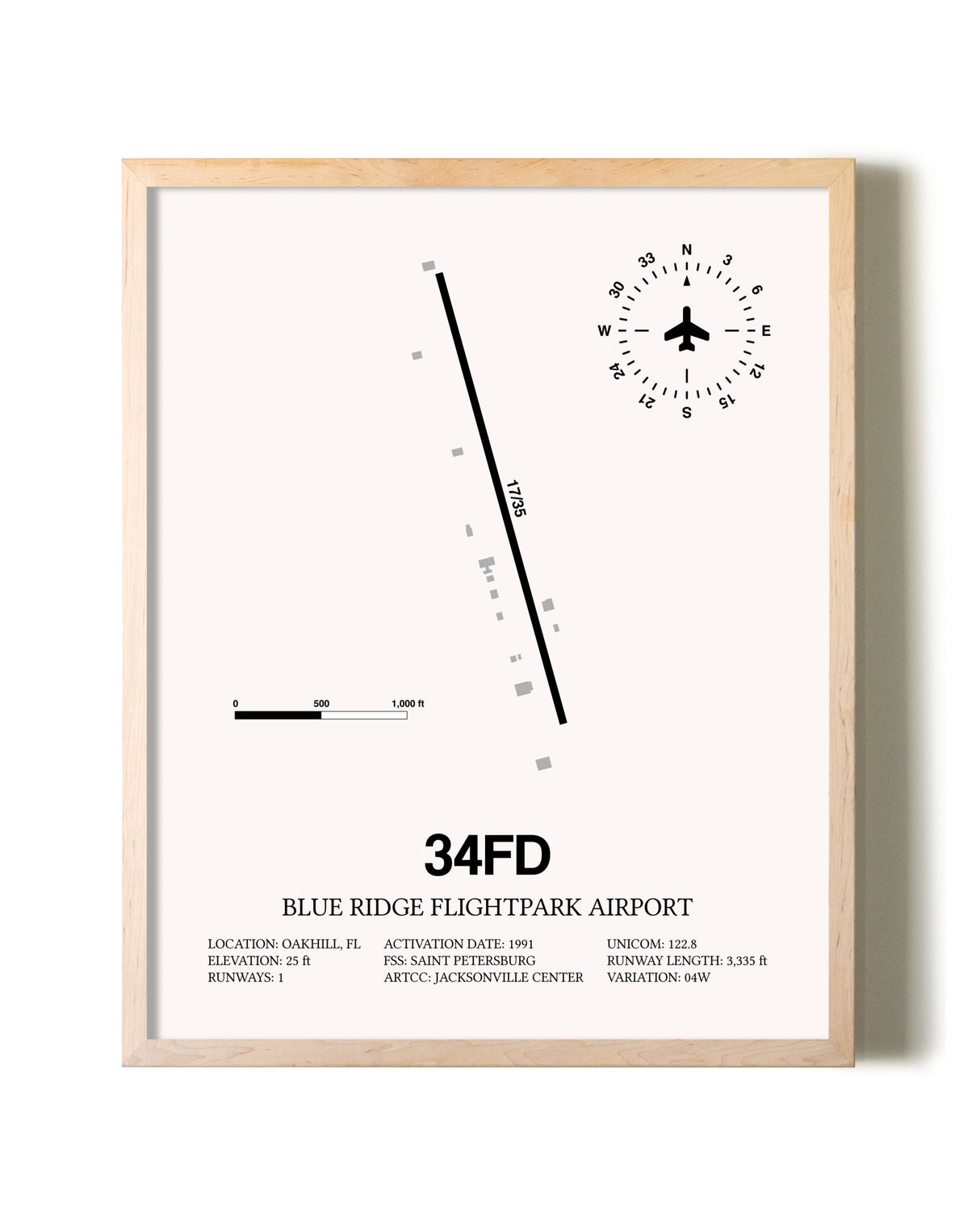 Blue Ridge Flightpark Airport framed wall art in white frame