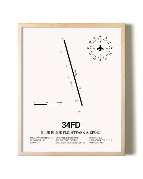 Blue Ridge Flightpark Airport framed wall art in white frame