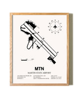 Martin State Airport framed print in natural wood frame