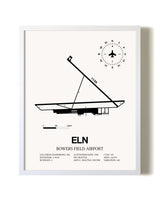 Bowers Field Airport airport map poster in oak frame