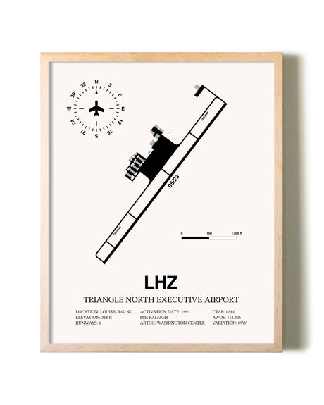 Triangle North Executive Airport framed wall art in white frame