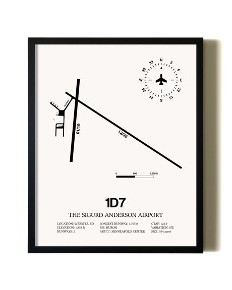 Framed The Sigurd Anderson Airport wall art poster in black frame