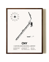 Canyonlands Regional Airport aviation print in walnut frame