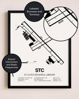 Framed St. Cloud Regional Airport layout wall art poster