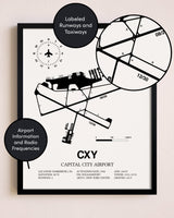 Framed Capital City Airport layout wall art poster