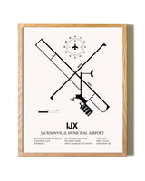 Jacksonville Municipal Airport framed print in natural wood frame