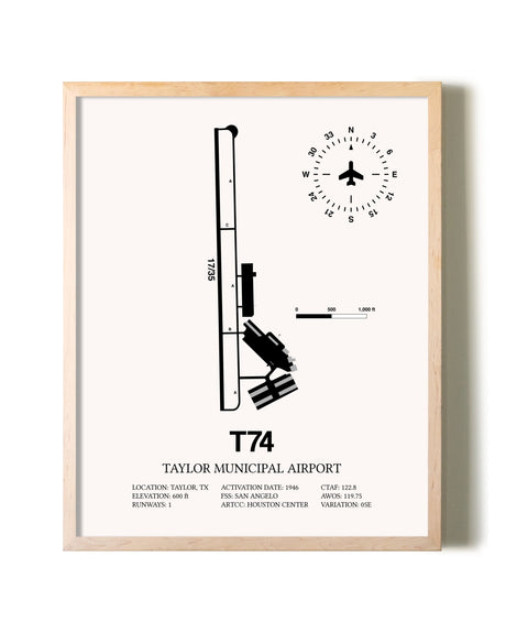 Taylor Municipal Airport framed wall art in white frame