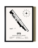Framed Destin Executive Airport wall art poster in black frame