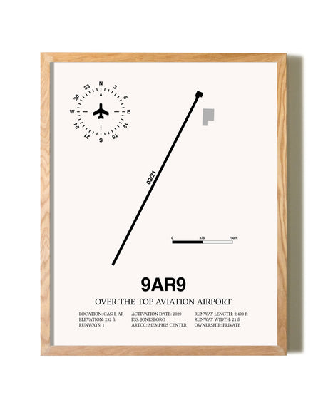 Over the Top Aviation Airport framed print in natural wood frame