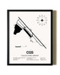 Framed College Park Airport wall art poster in black frame