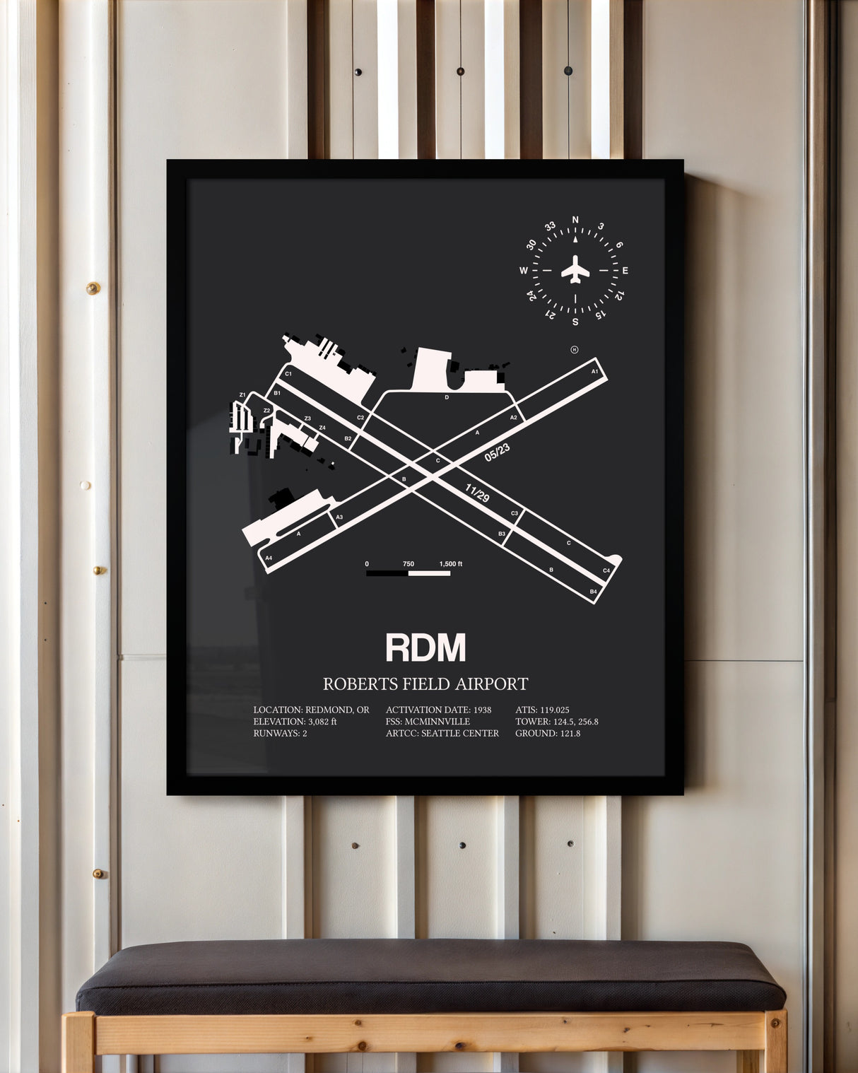 Frame color options for Roberts Field Airport Wall Art