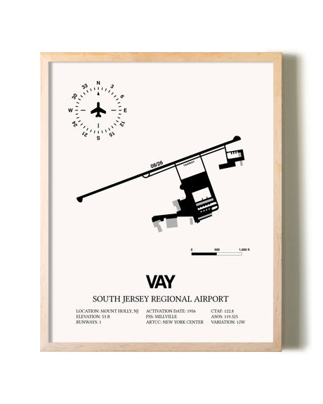 South Jersey Regional Airport framed wall art in white frame