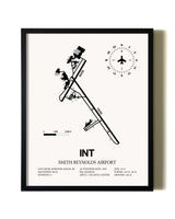 Framed Smith Reynolds Airport wall art poster in black frame